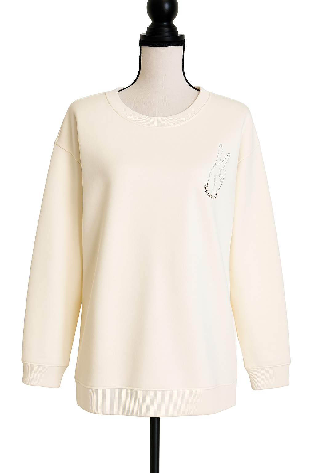 Rhinestone Pullover-Ivory