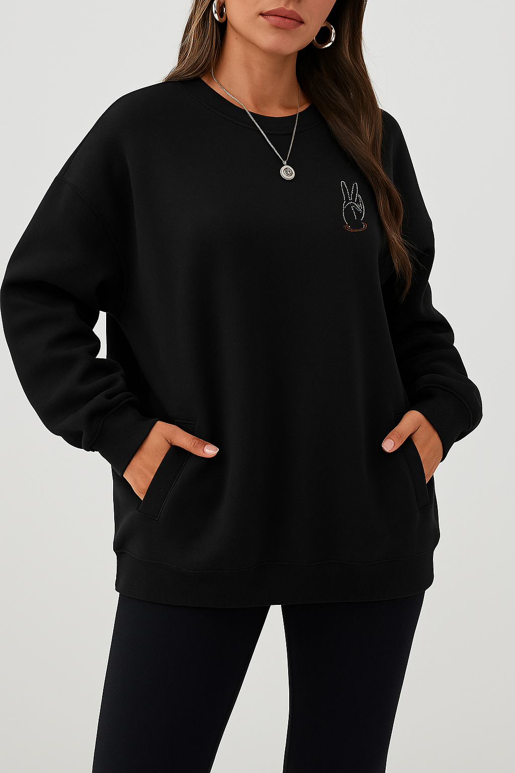 Rhinestone Pullover-Black