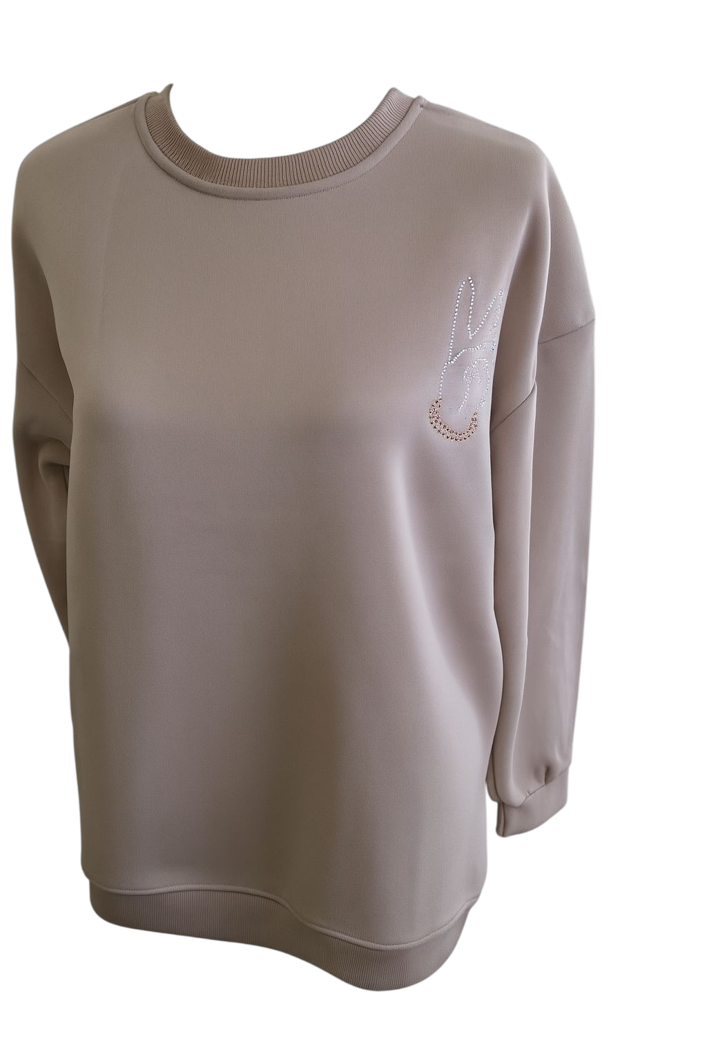 Rhinestone Pullover-Beige