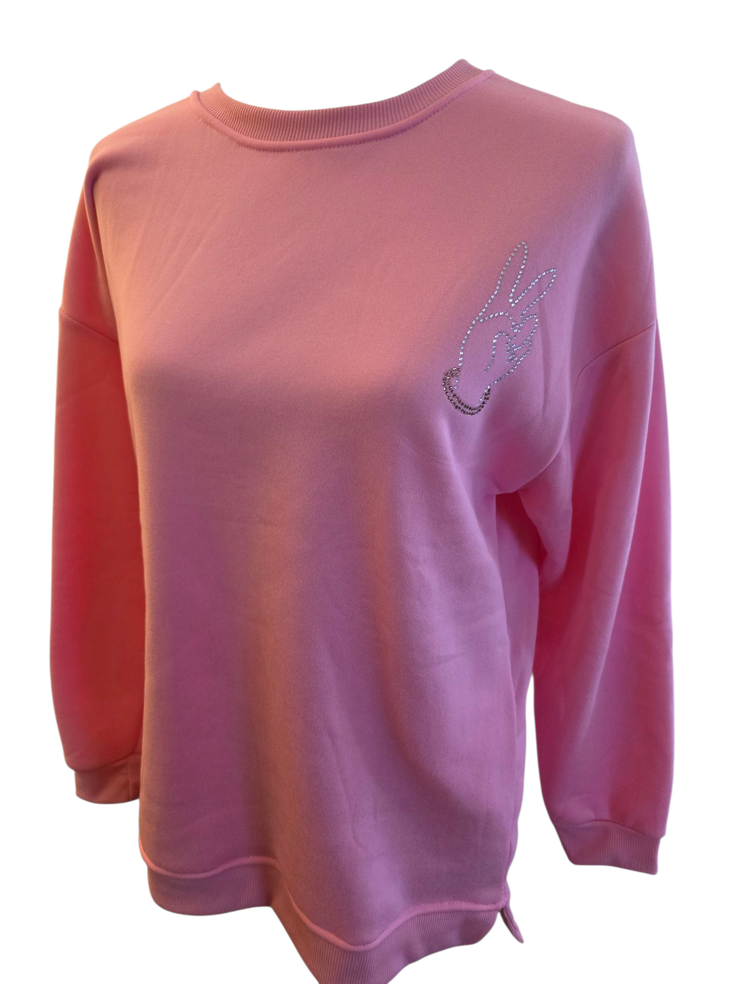 Rhinestone Pullover-Pink